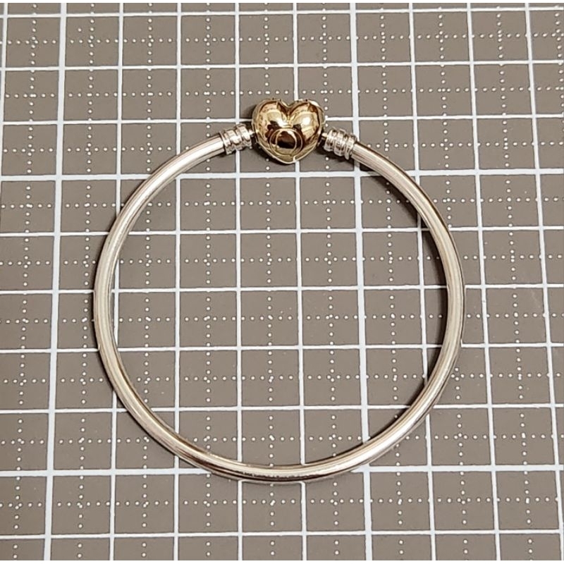 pandora 專櫃正品 純銀手環 17cm 金色 硬環