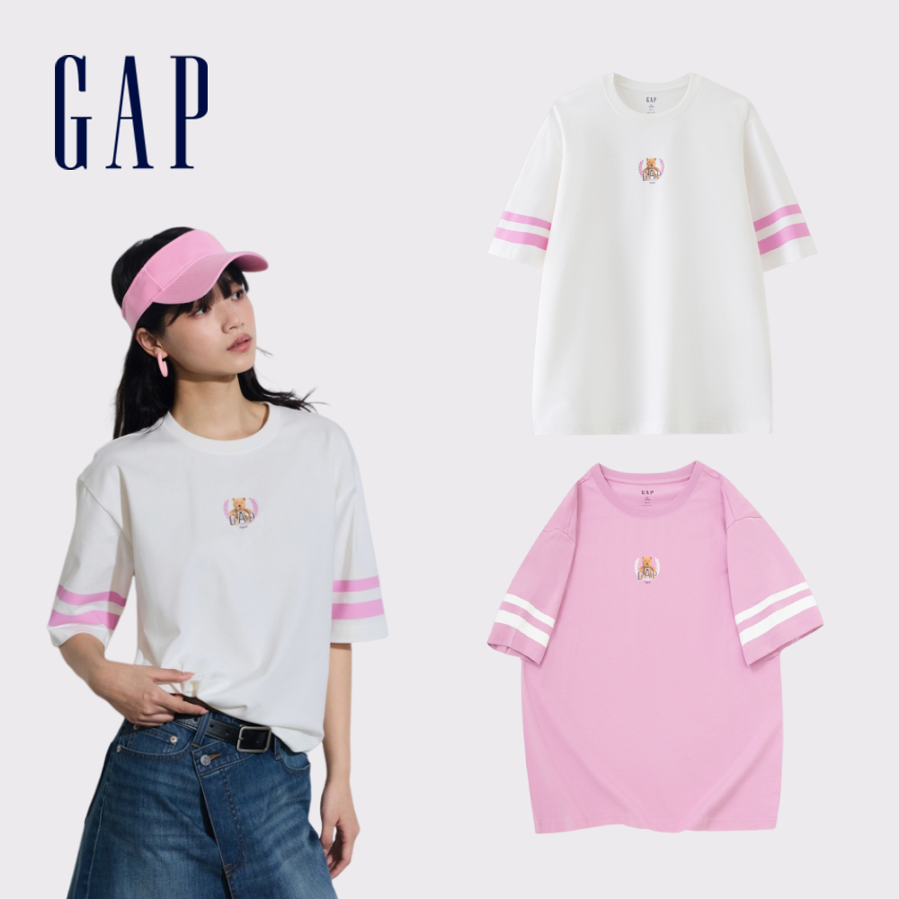 Gap 女裝 Logo純棉小熊印花圓領短袖T恤 親膚系列-多色可選(548029)