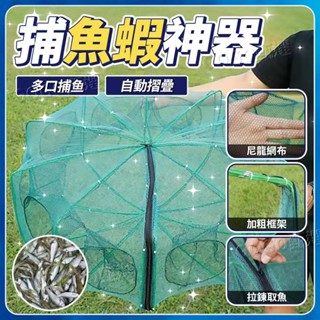 🌜GOGO甄選🌛魚網蝦籠捕魚籠神器自動折疊抓黃鱔籠捕蝦網工具漁具捉龍蝦網漁網 蝦籠魚網 螃蟹籠 黃鱔籠 漁網捕魚網 捕魚