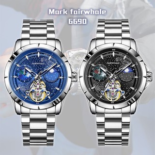 【WANgT】Mark fairwhale 馬克菲爾 6690 日月星辰異地錶盤前衛科幻自動機械夜光 不鏽鋼 腕錶 手錶