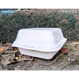 【YDF】含稅10個【白植纖、牛皮植纖漢堡盒 2款】甘蔗紙漿盒 蛋糕盒 外帶盒 環保餐盒 可分解便當盒 硬紙盒 點心盒