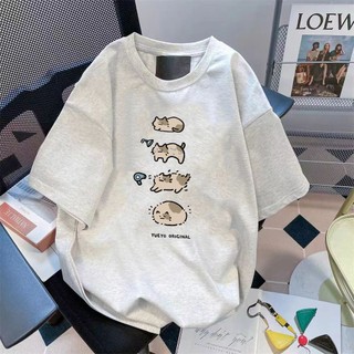 【董小姐】韓系穿搭夏天 上衣 寬鬆顯瘦上衣 美式復古上衣 oversize bf上衣寬鬆 vintage短袖 印花T恤