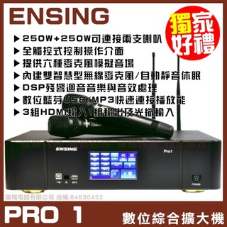 擴大機 燕聲 ENSING Pro1 觸控多功能數位擴大機 內建無線麥克風 六組模擬音場 HDMI輸入藍芽