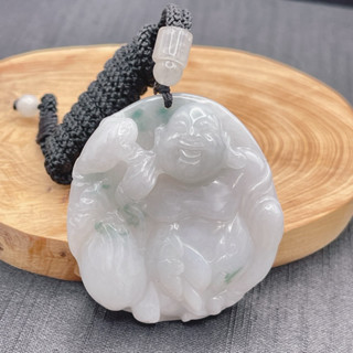 天然A貨翡翠 細糯種 飄花 彌勒佛 掛件 翡翠珠寶 翡翠掛件 翡翠項鍊 琪臻珠寶 免運