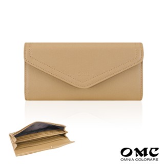 【OMC】文藝復興信封式兩折牛皮長夾4116奶茶色