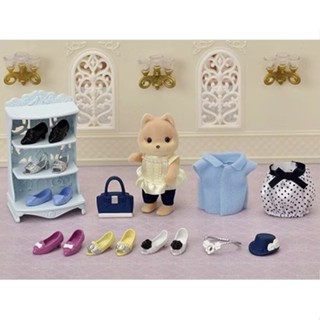 Sylvanian Families日本森林家族 TOWN時尚名媛焦糖狗套組(狗 配件*9 鞋櫃 服裝*2)家家酒玩具