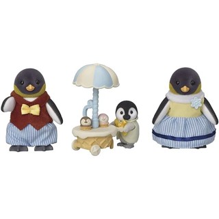 Sylvanian Families<日本森林家族>溫馨家庭人物配件 企鵝家庭套組(人物*3 冰淇淋推車一家三口)家家酒