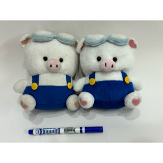二手品 早期復古娃娃 眼鏡豬布偶 玩偶 絨毛玩具