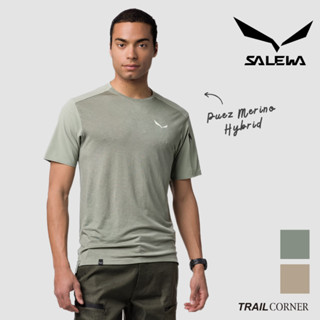 【SALEWA 義大利】PUEZ MERINO HYBRID T-SHIRT 男 夏季短袖羊毛排汗衣｜排濕溫控運動上衣