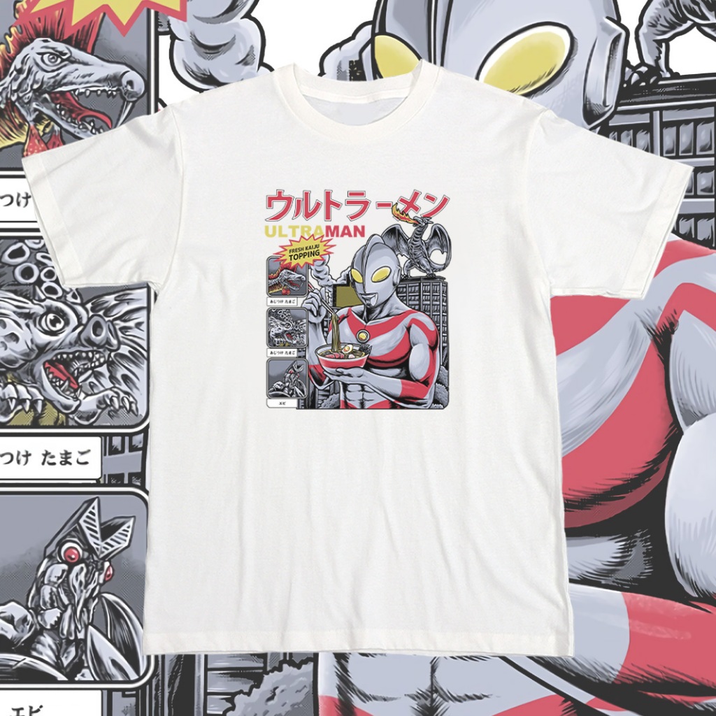 台灣出貨 純棉10色丨超人吃拉麵 奧特曼丨日系動漫丨上衣 寬鬆T恤 短袖 印花 穿搭 大尺碼