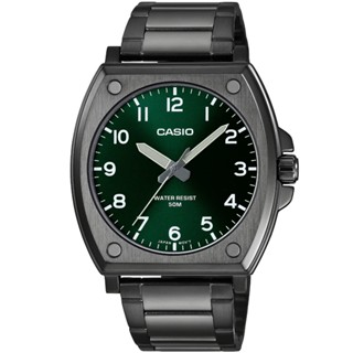 【CASIO】卡西歐大錶徑石英鋼帶男錶-綠 MTP-E730B-3A 臺灣卡西歐保固一年