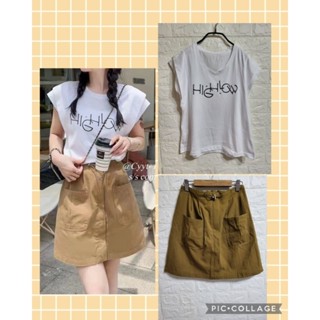♡summer room質感美衣♡雙層袖字母上衣+工裝短裙套裝