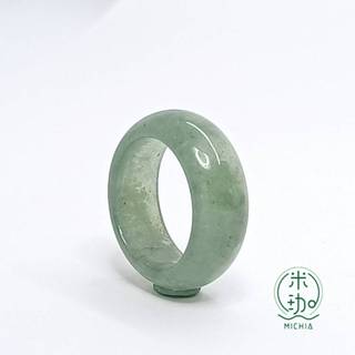 【米珈MICHIA】直徑16.8mm 天然翡翠 冰種 冰藍水 寬版 戒指 戒圈 玉戒 指環 緬甸玉（E258)