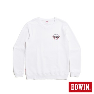 EDWIN 男款 扇形小LOGO厚長袖T恤(白色)