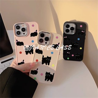 卡通黑貓 iPhone11 12 13 14plus 15 16Pro max手機殼 電鍍 蘋果XS MAX XR防摔殼