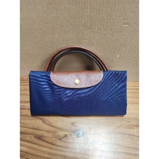 限時優惠 正品LONGCHAMP LE PLIAGE系列短把再生尼龍摺疊水餃 旅行袋 海軍藍 手提包