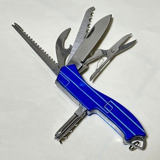 [沐沐屋] 野外多功能瑞士刀 多功能折疊刀 工具組 藍-