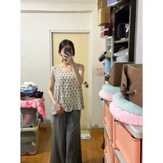 Singlenoble獨身貴族副牌CHICA 涼感無袖大V領顯瘦民族風氣質背心飄逸上衣