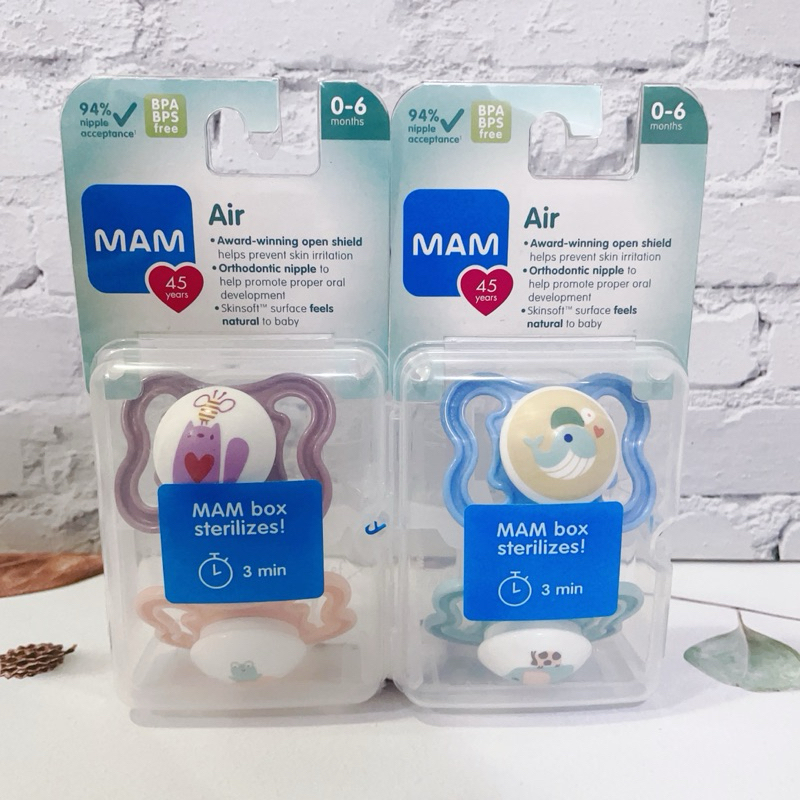 🙂Smile Baby👼🏻奧地利🇦🇹 MAM Air系列0-6個月 安撫奶嘴 矽膠 男女寶寶 一盒二入