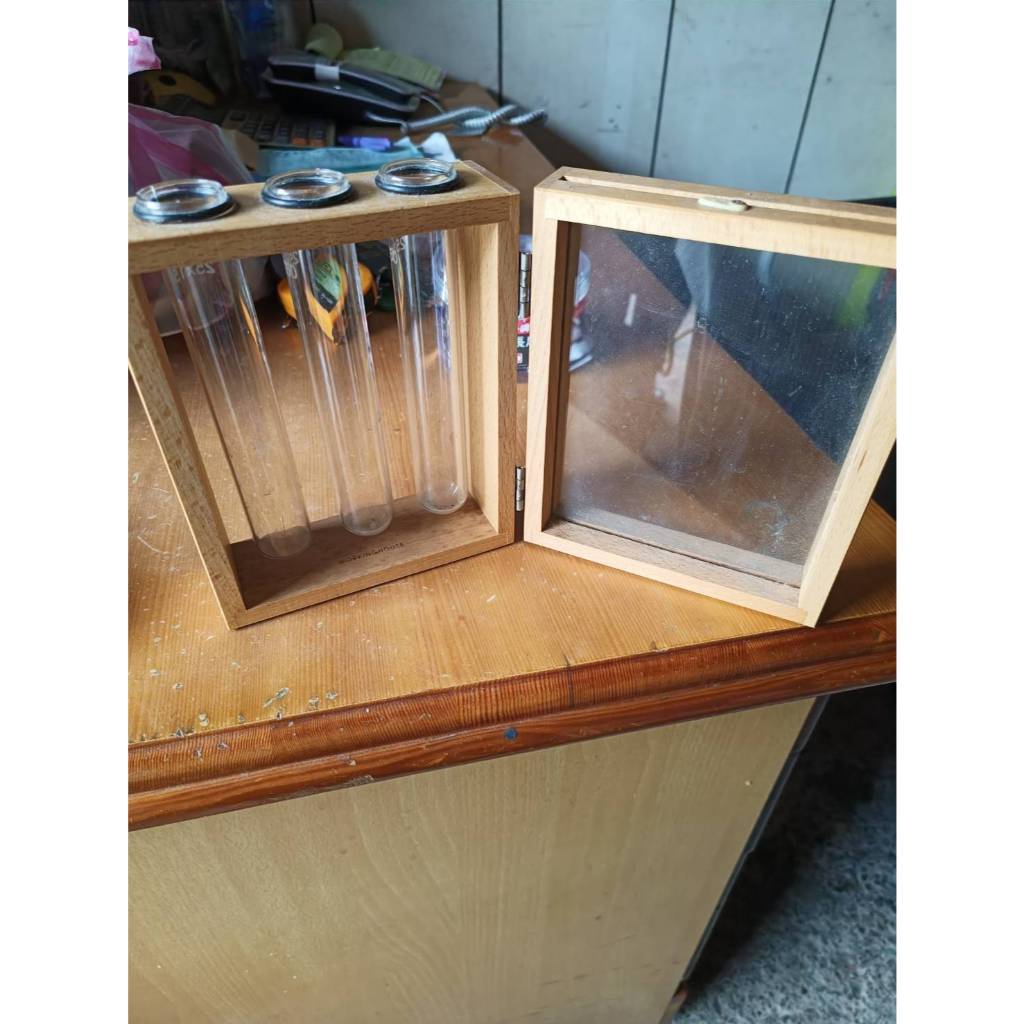 【銓芳家具】生活工場 櫸木試管花座相框組 試管花器相框組 木質試管花瓶 實木相框玻璃花架 乾燥花插花花瓶 實木相片桌框