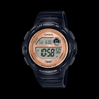 []錶子$行頭[] CASIO 卡西歐 簡約 數位 電子 橡膠運動腕錶 - 黑x玫瑰金面 (LWS-1200H-1A)