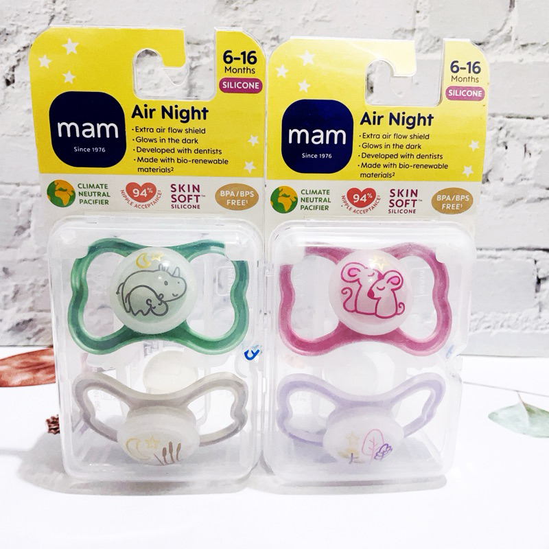 🙂Smile Baby👼🏻奧地利🇦🇹 MAM Air Night系列 6-16個月 安撫奶嘴 矽膠 男女寶寶 一盒二入