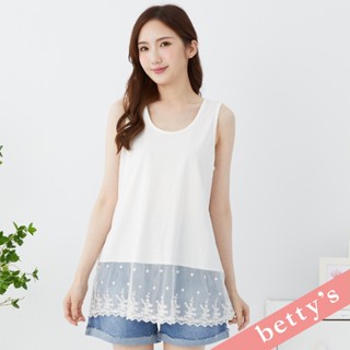 betty’s貝蒂思(31)下擺蕾絲拼接素色長版背心(白色)