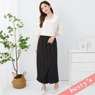 betty’s貝蒂思(31)腰鬆緊斜片排釦雪紡褲裙(黑色)