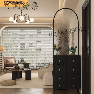 【結實耐用 免運】玄關隔斷櫃屏風客廳入戶鞋櫃一體櫃現代簡約玻璃裝飾櫃 黑橡木色 135D
