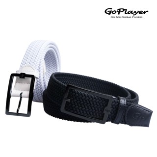 【GoPlayer】男高爾夫鬆緊皮帶-黑.白 (男高爾夫休閒鬆緊編織彈力腰帶)