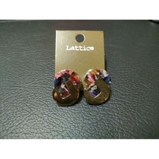 日本Lattice飾品 大理石風格耳環 夾式耳環