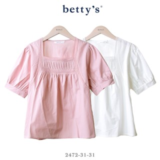 betty’s專櫃款-魅力(45)方領蕾絲壓褶五分袖上衣(共二色)
