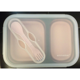 特價品 emmasbao 伸縮便當盒 餐具 微波加熱 粉紅色 料理 露營 野餐 廚房 附湯匙
