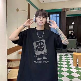 (M-8XL)短袖t恤男美式復古oversize 夏天衣服ins風潮牌 可愛卡通寶寶印花T恤寬鬆大尺碼上衣男生