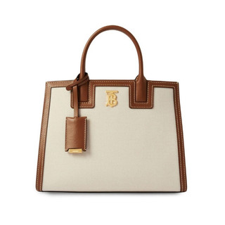Burberry 80705721 TB 小牛皮帆布迷你 Frances 包 自然色／麥芽棕色【促銷品】