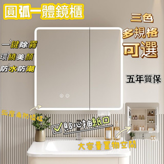 【廠家直發 限時特賣】太空圓弧形浴室鏡智慧鏡櫃 燈光儲物櫃 收納梳妝鏡 除霧美妝鏡 浴室收納櫃置物櫃 方型浴室鏡 掛墻鏡