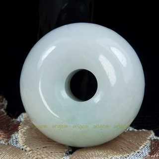 珍珠林~質感超優~特加厚裝~A貨緬甸白底青翡翠玉壁型~平安扣.羅漢眼玉珮玉墬#231