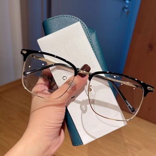 近視眼鏡 平光眼鏡 有度數眼鏡 157mm 半框眼鏡 過濾藍光眼鏡 素顏眼鏡 金屬半框大臉眼鏡框 大框眼鏡 網紅爆款眼鏡