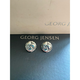 Georg Jensen喬治傑生GJ#93 桔梗花 丹麥製 純銀 夾式耳環