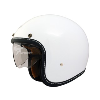 【THH】贈抗UV鏡片 安全帽 T-383A+ 白 亮面 內建墨鏡 復古帽 半罩帽 3/4 383｜耀瑪騎士