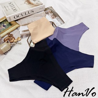 【HanVo】透氣孔涼感冰絲素色丁字內褲 性感彈性無痕中腰 獨立包裝 流行少女內褲 內著 A11-5268
