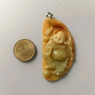 鈺貴人…天然歡喜彌勒佛 佛公雙彩紅翡翠玉墜項鍊，特價.