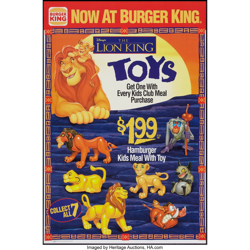 【CJTOYZ】1994 漢堡王 兒童餐玩具 迪士尼 獅子王 辛巴 彭彭 丁滿 木法沙 刀疤 阿德 娜娜 拉飛奇 公仔