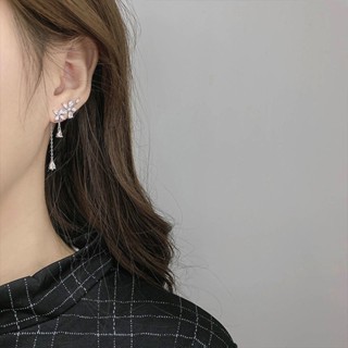 Miss Si【現貨速發】流蘇耳環 韓版超仙氣質長款顯瘦耳釘 輕奢精緻925銀針 高階感 滿鑽 鋯石 網紅爆款