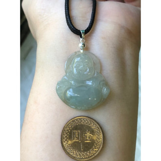 緬甸玉天然A貨翡翠玉墜 冰種 淡綠 佛公 彌勒佛