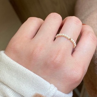 • WHAT |現貨|14K Gold 精緻小珍珠戒指 珍珠戒指 圓珍珠戒指 迷你珍珠戒指 小珍珠戒指 金釦小珍珠