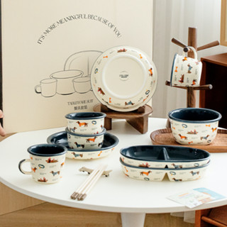 西比爾可愛陶瓷餐具組 家用耐高溫餐具 碗盤餐具組 碟子 碗盤餐具 套餐餐具 兒童碗 閨蜜禮物 湯飯碗 禮物 送禮禮盒裝