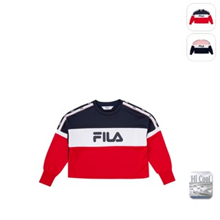 【FILA】KIDS 女童款 吸濕排汗 長袖 運動上衣-紅色 5TEX-8421-RD