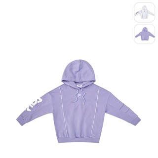 【FILA】KIDS 女童款 長袖連帽上衣-灰紫 5TEX-8450-PL