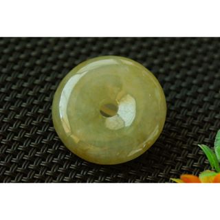 特價N440玉扣❀翡翠玉A貨冰潤暗黃綠平安扣玉牌吊墜墜子玉珮【緬甸玉翠軒】玉首飾品